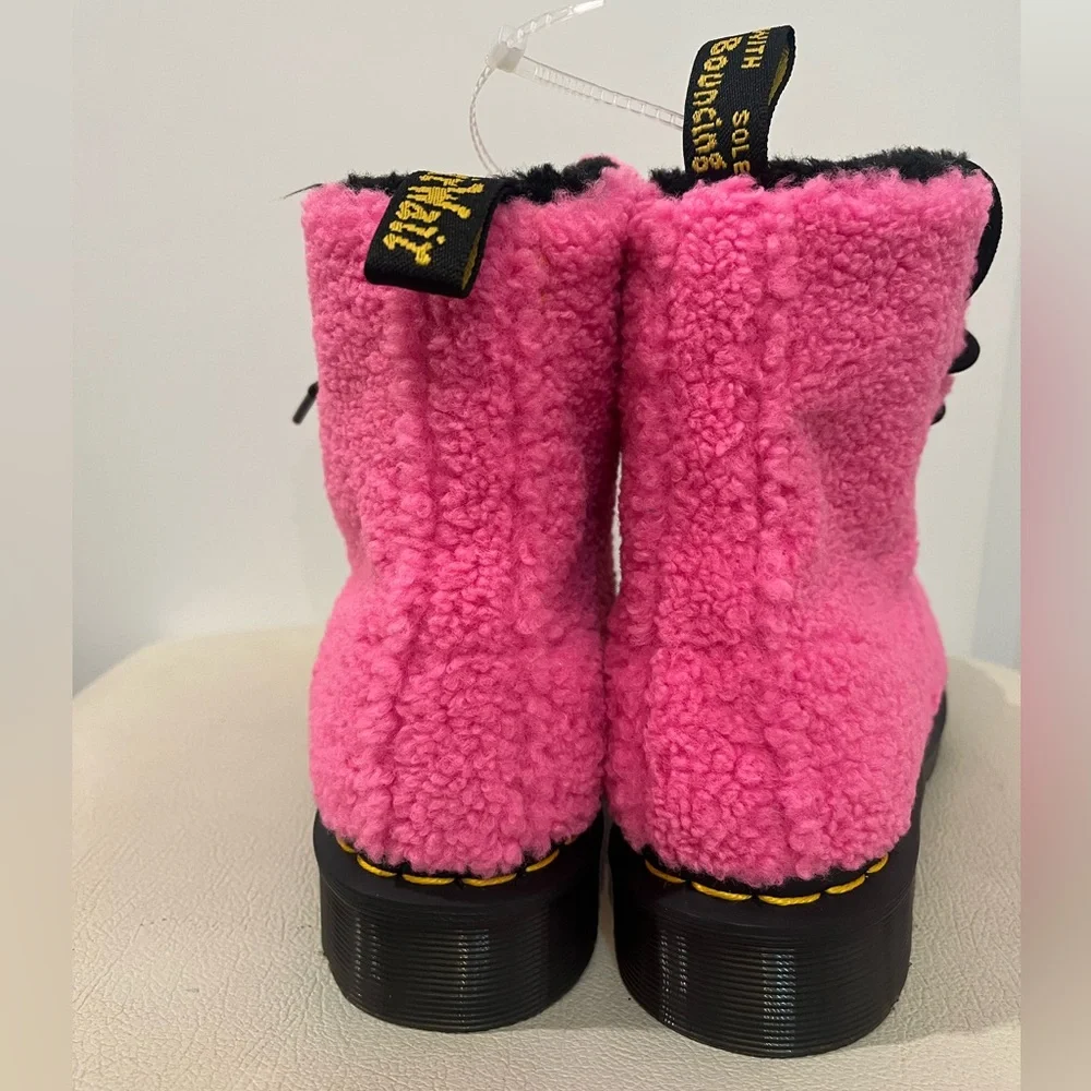 Dr. Martens 1460 Pascal Pink Faux Shearling Combat Lace Up Boots Girls Size 5